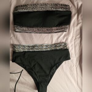 Black Leopard Print Bikini Set